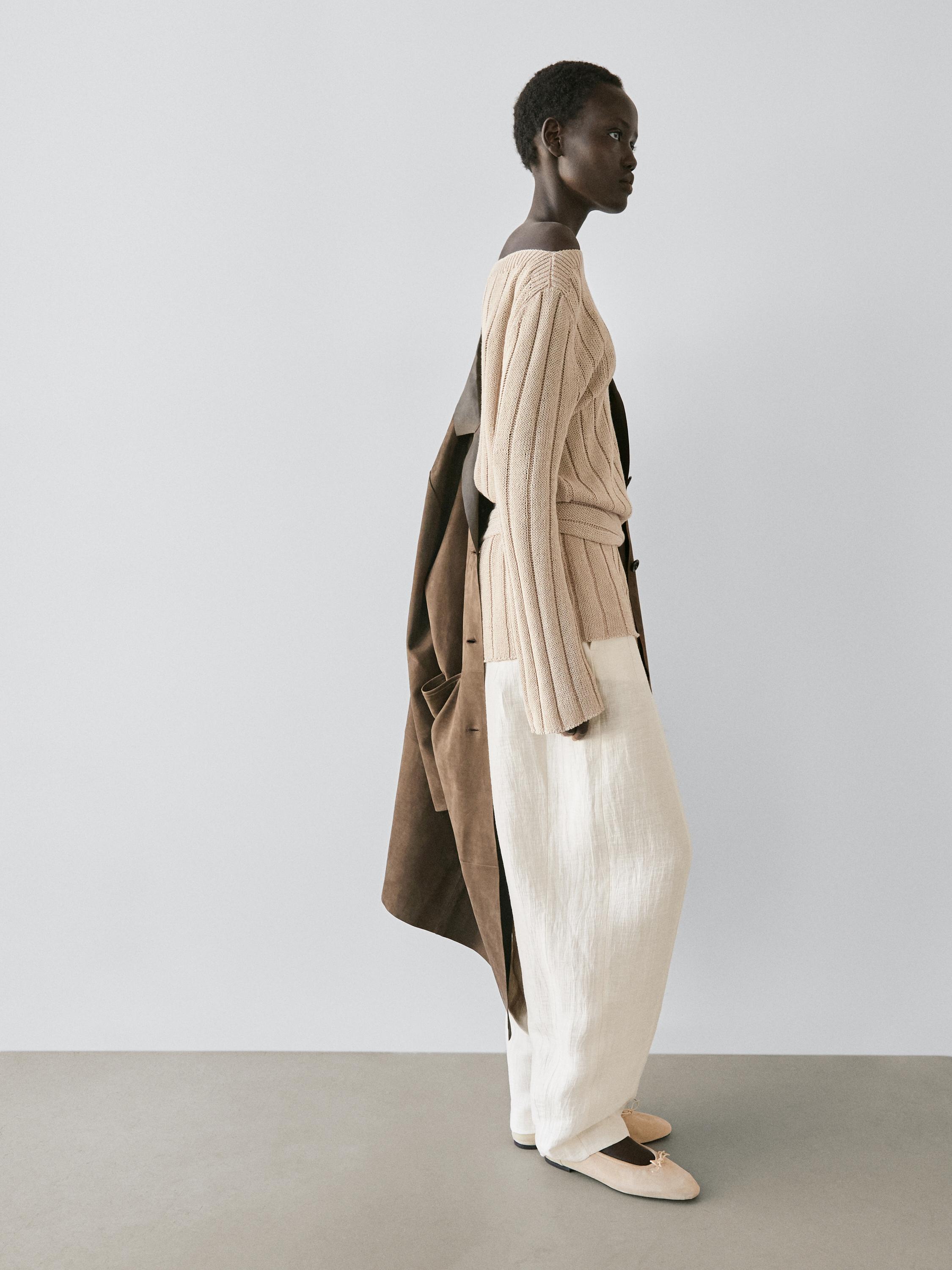 Linen blend sarouel trousers